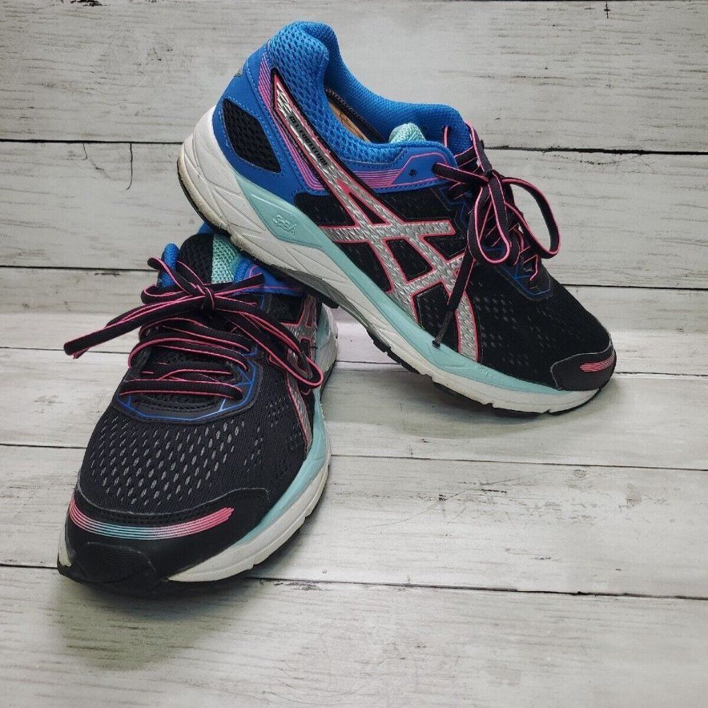Asics Gel Contend 3 Running Shoes Sneakers T5G7N Womens Size 9 Black Blue P/T - Picture 7 of 14